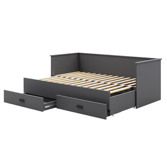 Ausziehbares Bett HELIOS mit zwei Schubladen grau 200x80/200x160