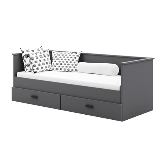Ausziehbares Bett HELIOS mit zwei Schubladen grau ohne Matratzen 200x80/200x160