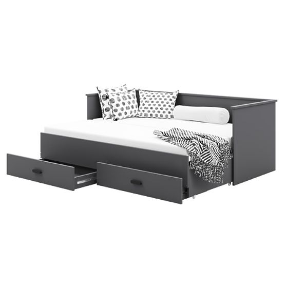 Ausziehbares Bett HELIOS mit zwei Schubladen grau ohne Matratzen 200x80/200x160
