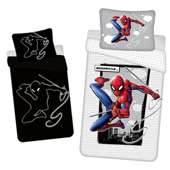 Bettwäsche mit leuchtendem Spider-Man-Effekt 140 x 200 cm + 70 x 90 cm