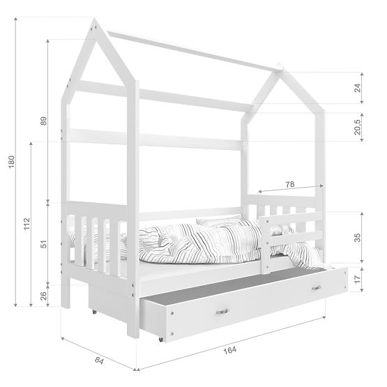 Kinderbett Hausbett Philip - weiss