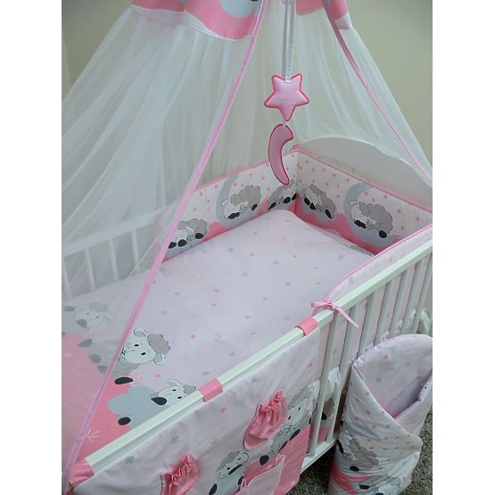 Baby-Bettwäsch-Set 135x100cm LÄMMCHEN - pink
