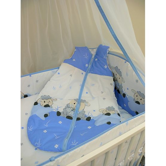 Baby-Bettwäsche-Set 120x90cm LÄMMCHEN - blau