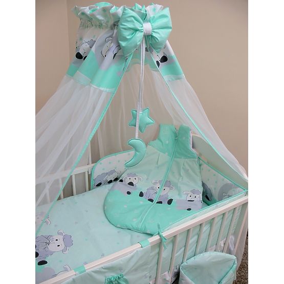 Baby-Bettwäsche-Set 120x90cm LÄMMCHEN - minze