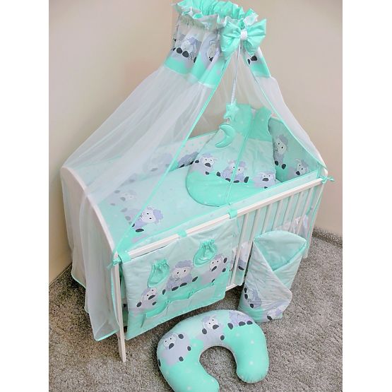 Baby-Bettwäsche-Set 120x90cm LÄMMCHEN - minze