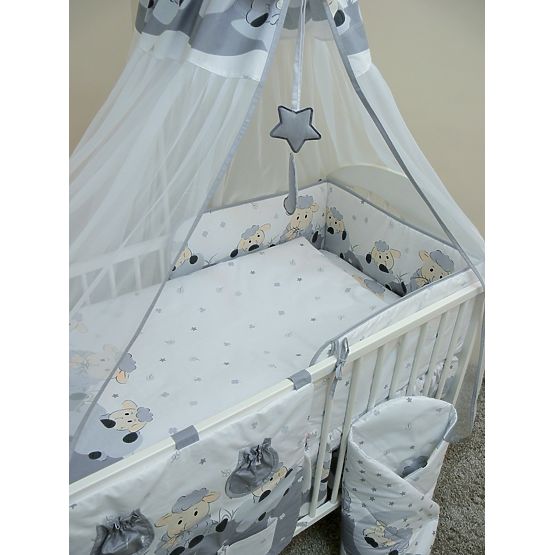 Baby-Bettwäsche-Set 135x100cm LÄMMCHEN - grau