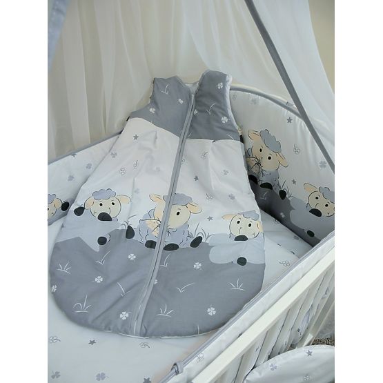Baby-Bettwäsche-Set 135x100cm LÄMMCHEN - grau