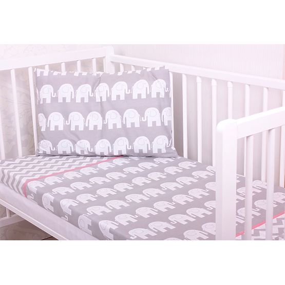 Baby-Bettwäsche-Set - Elephanten - grau