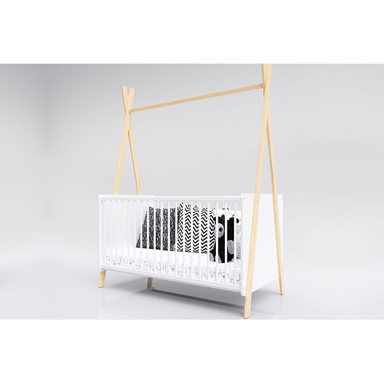 Kinderbett Teepee 140x70 cm - weiß / natur