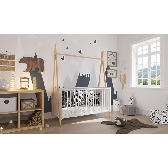 Kinderbett Teepee 140x70 cm - weiß / natur