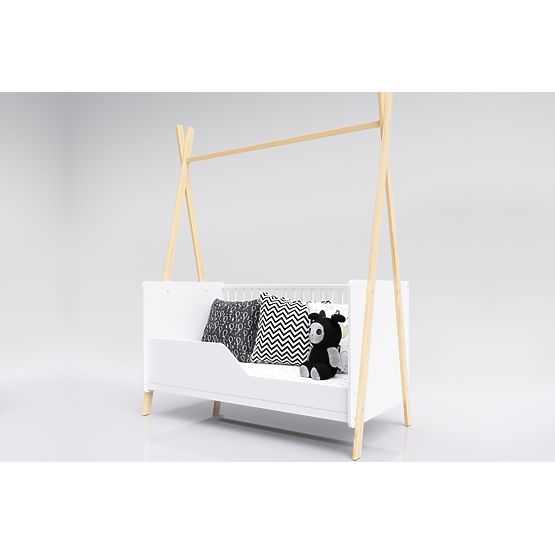 Kinderbett Teepee 140x70 cm - weiß / natur