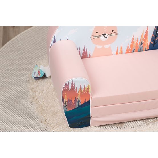 Kindersofa Hase im Wald - rosa