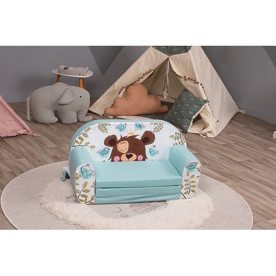 Kindersofa Schlafender Bär - Türkis