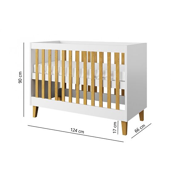 Babybett Gitterbett KUBI 120 x 60 cm - weiß