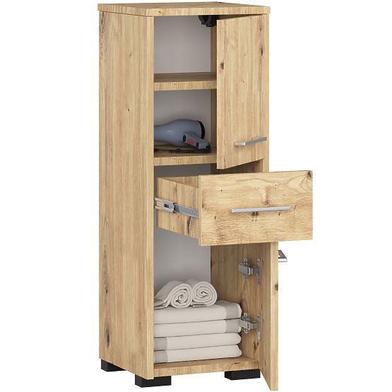 BADEZIMMERSCHRANK FIN HOCHSCHRANK 30 2D 1SZ 85cm PK EICHE ARTISAN