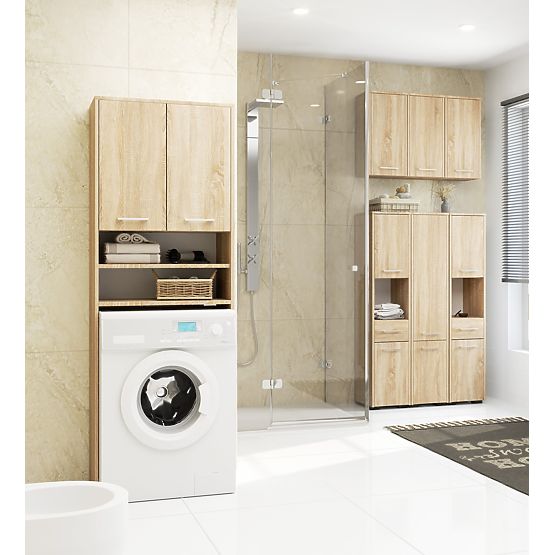 BADEZIMMERSCHRANK FIN SÄULE 30 2D 1SZ 85cm PK EICHE SONOMA
