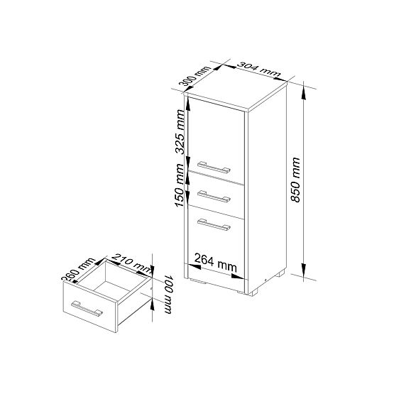 BADEZIMMERSCHRANK FIN SÄULE 30 2D 1SZ 85cm PK ROTER GLANZ