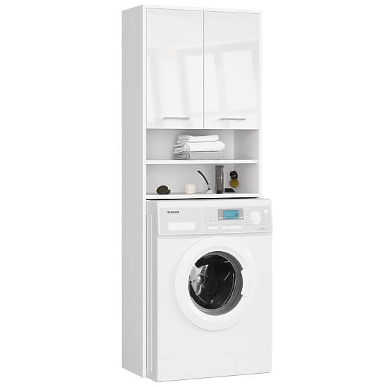 BADEZIMMERSCHRANK FIN ÜBER DER WASCHMASCHINE WEISS GLANZ