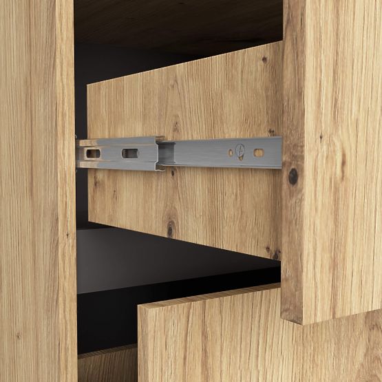 BADEZIMMERSCHRANK UNTER DEM WASCHBECKEN MIT LÖCHERN VAMI W90 UM 2SZ 2P EICHE ARTISAN / GRAPHITGRAU