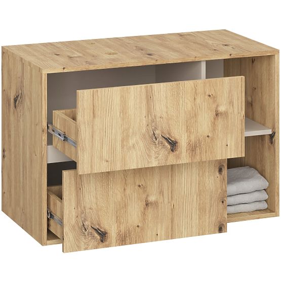 BADEZIMMERSCHRANK UNTER DEM WASCHBECKEN MIT LÖCHERN VAMI W90 UM 2SZ 2P EICHE ARTISAN / KASCHMIR