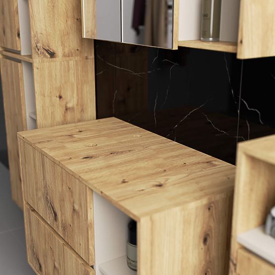 BADEZIMMERSCHRANK UNTER DEM WASCHBECKEN MIT LÖCHERN VAMI W90 UM 2SZ 2P EICHE ARTISAN / KASCHMIR