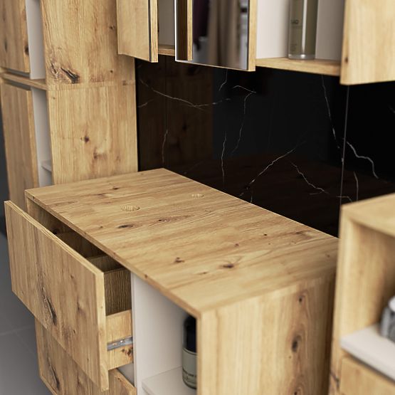 BADEZIMMERSCHRANK UNTER DEM WASCHBECKEN MIT LÖCHERN VAMI W90 UM 2SZ 2P EICHE ARTISAN / KASCHMIR