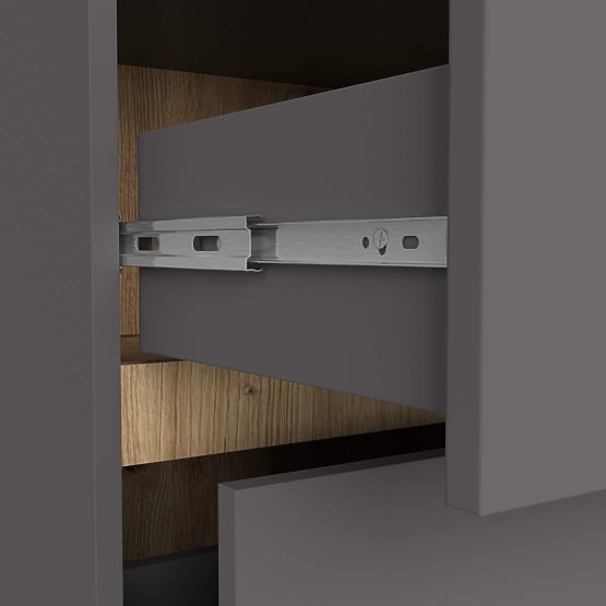 BADEZIMMERSCHRANK UNTER DEM WASCHBECKEN MIT LÖCHERN VAMI W90 UM 2SZ 2P GRAPHITGRAU / ARTISAN EICHE