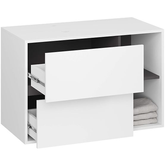 BADEZIMMERSCHRANK UNTER DEM WASCHBECKEN MIT LÖCHERN VAMI W90 UM 2SZ 2P WEISS / GRAPHITGRAU