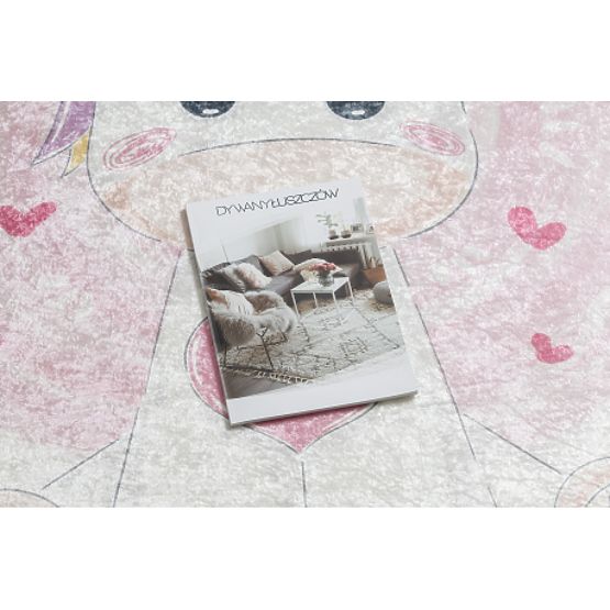 BAMBINO 1128 Waschbarer Kinderteppich Einhorn rutschfest - Creme