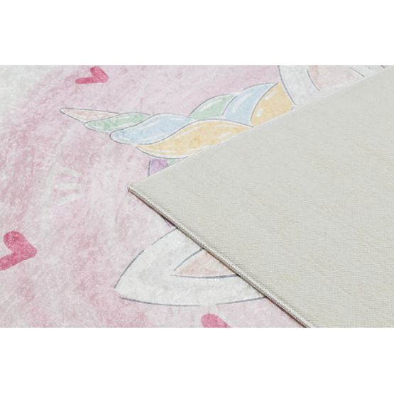 BAMBINO 1128 Waschbarer Kinderteppich Einhorn rutschfest - Creme