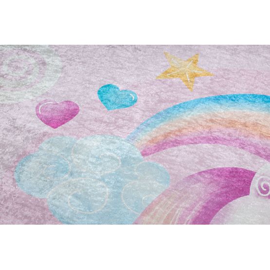 BAMBINO 2533 Waschmatte Einhorn, Regenbogen für Kinder rutschfest - rosa