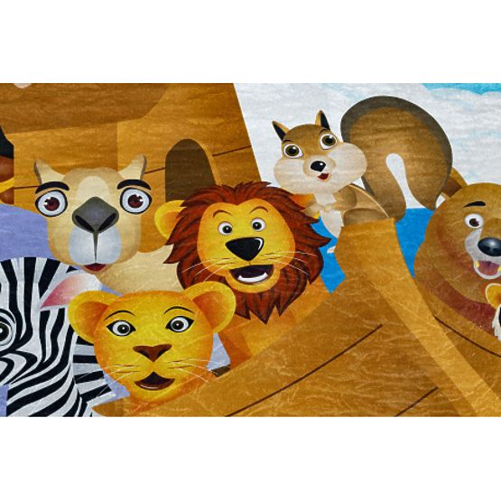 BAMBINO 2685 Waschmatte Tiere, Boot für Kinder rutschfest - blau/braun