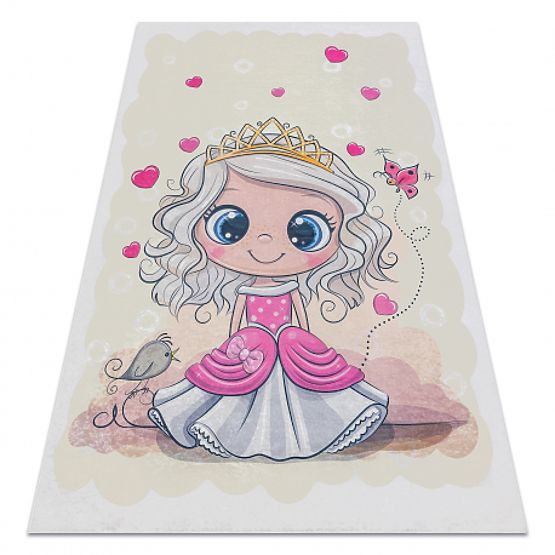 BAMBINO 43020 Waschmatte Prinzessin, Sterne für Kinder rutschfest - creme/rosa