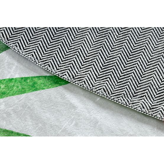 BAMBINO 54090 runder Waschteppich Tiere, Afrika für Kinder rutschfest - weiß / grün