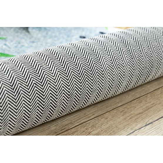 BAMBINO 54090 runder Waschteppich Tiere, Afrika für Kinder rutschfest - weiß / grün