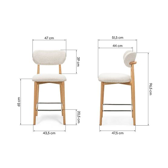 Barhocker Amalfi, creme, Eiche