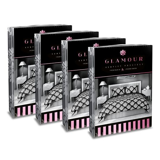 Baumwollbettwäsche Glamour schwarz und weiß 140x200cm + 70x90cm