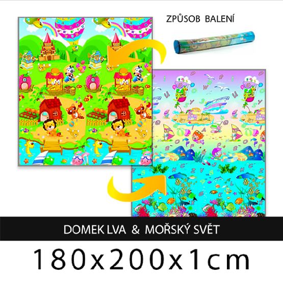 BAZAR Dětský pěnový koberec - domek lva + mořský svět