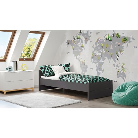 Bett MARCEL 200x90 Grau mit Schublade