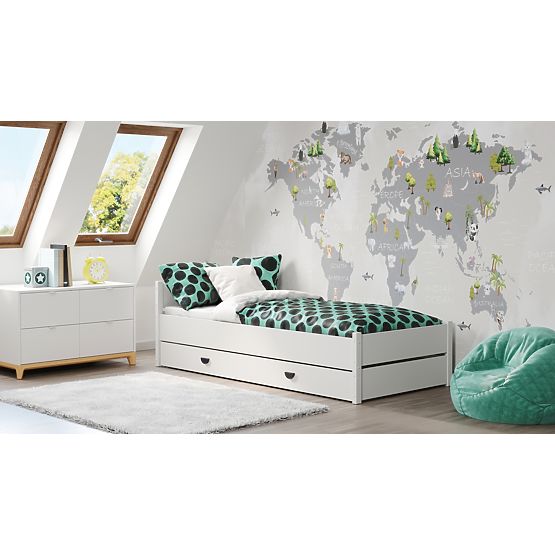 Bett MARCEL 200x90 weiß mit Schublade