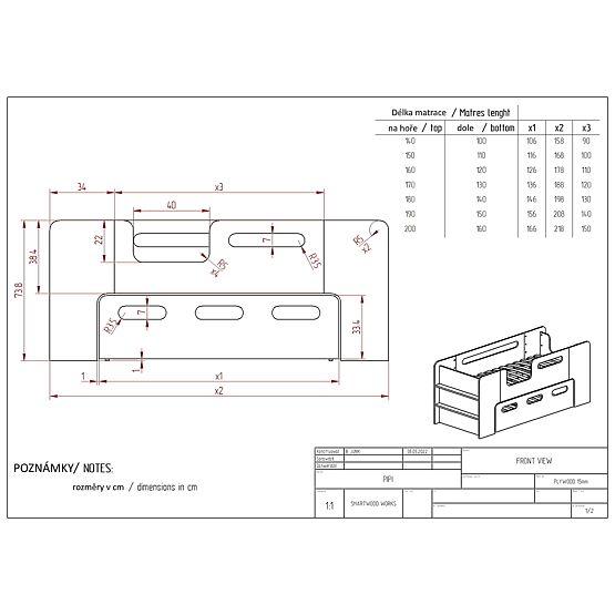 Bett mit Schublade Thomas