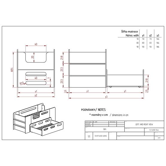 Bett mit Schublade Thomas
