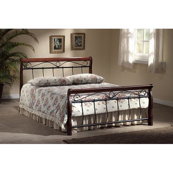 Bett VENECJA 140x200cm schwarz / kirsche