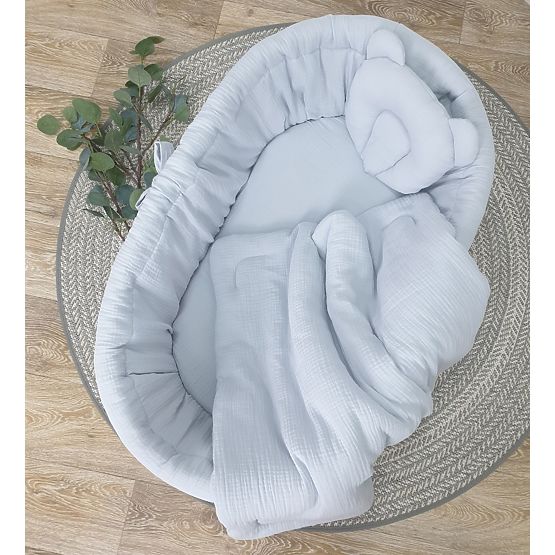 Bettwäsche-Set für Weidenkinderbett - Grau