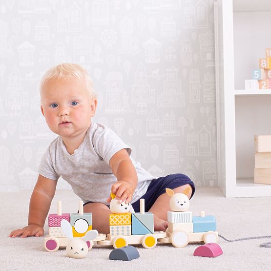 Bigjigs Baby Holzspielzeugzug mit Tieren