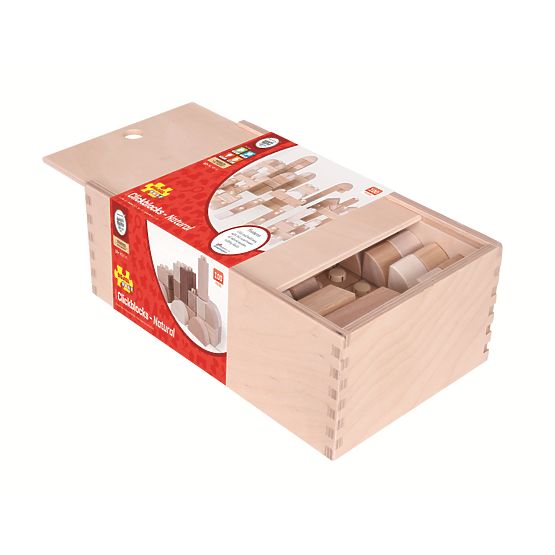 Bigjigs Baby Verbindungswürfel aus Holz - Natur Set mit 100 Stück