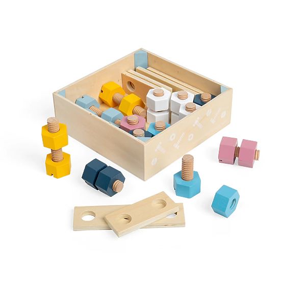 Bigjigs Kiste mit Muttern und Schrauben