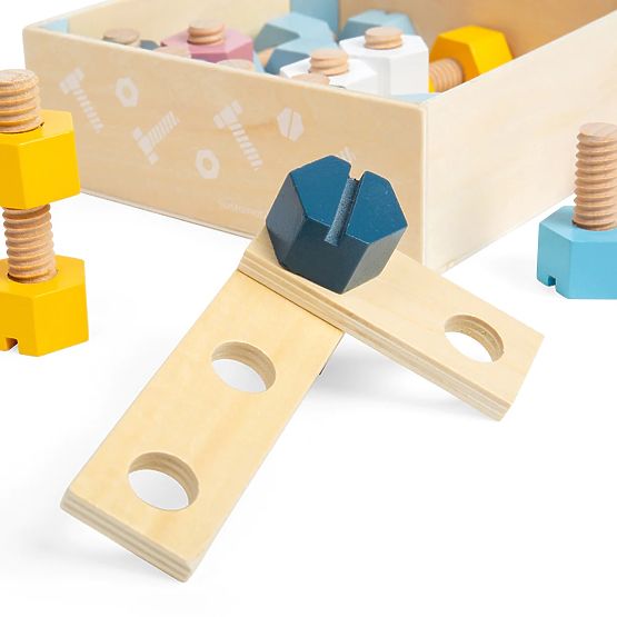 Bigjigs Kiste mit Muttern und Schrauben