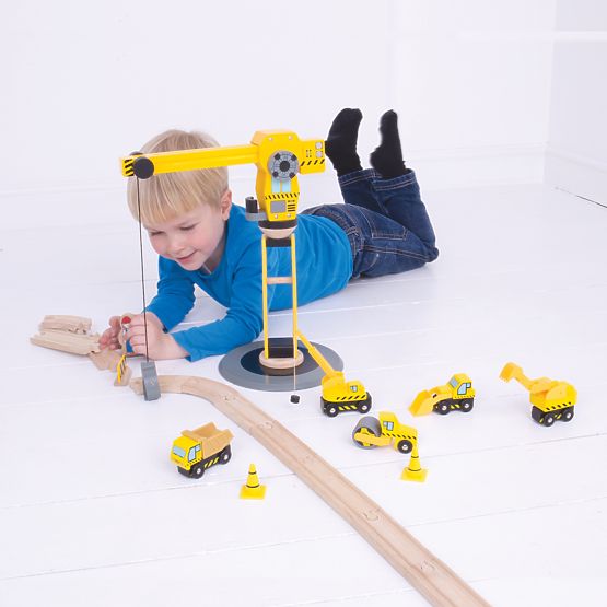 Bigjigs Rail Crane und Baumaschinen