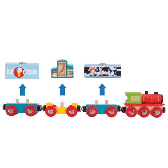 Bigjigs Rail Güterzug + 3 Gleise